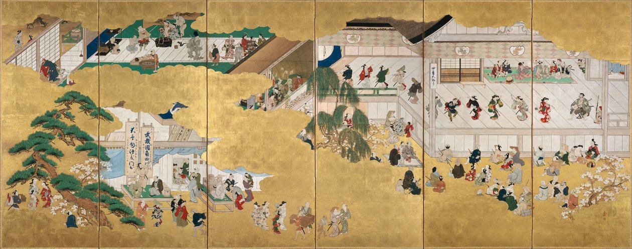 Scènes du théâtre kabuki Nakamura - Hishikawa Moronobu