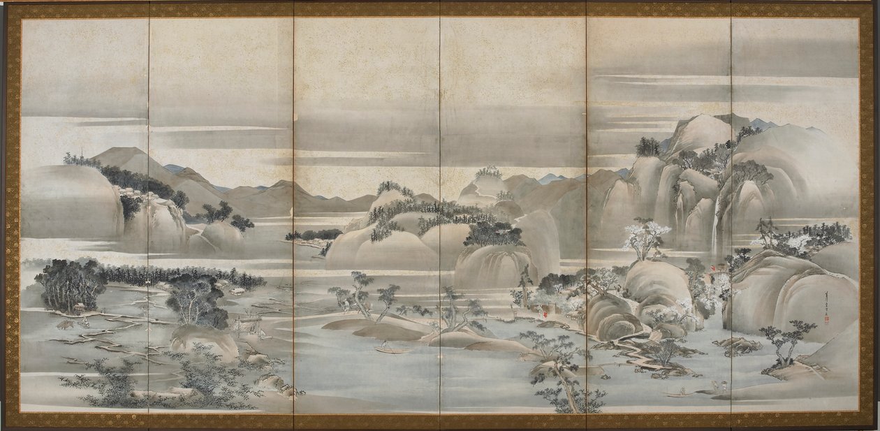 Paysages des quatre saisons : printemps et été, période Edo, fin 18e-début 19e siècle - Hishikawa Sori