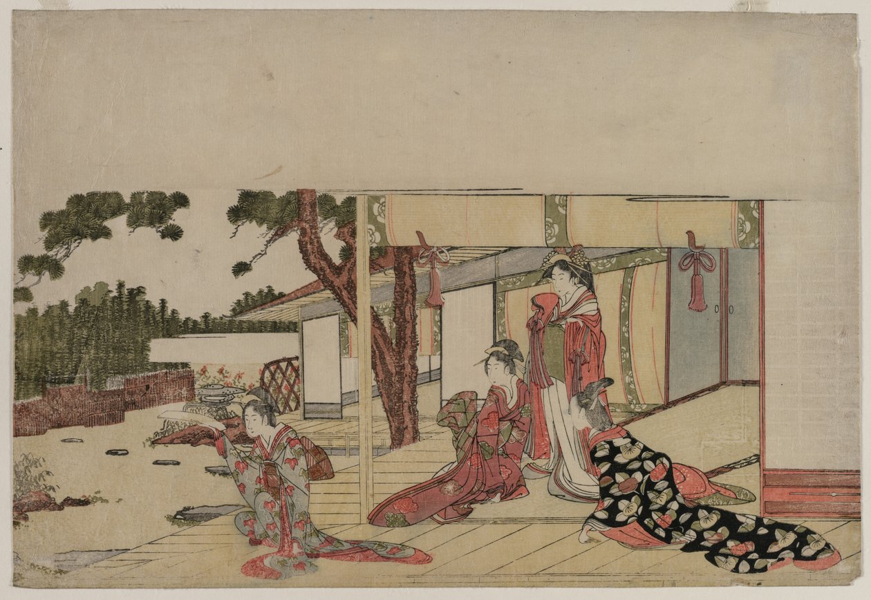 Femmes sur une véranda, vers 1800 - Hishikawa Sori III