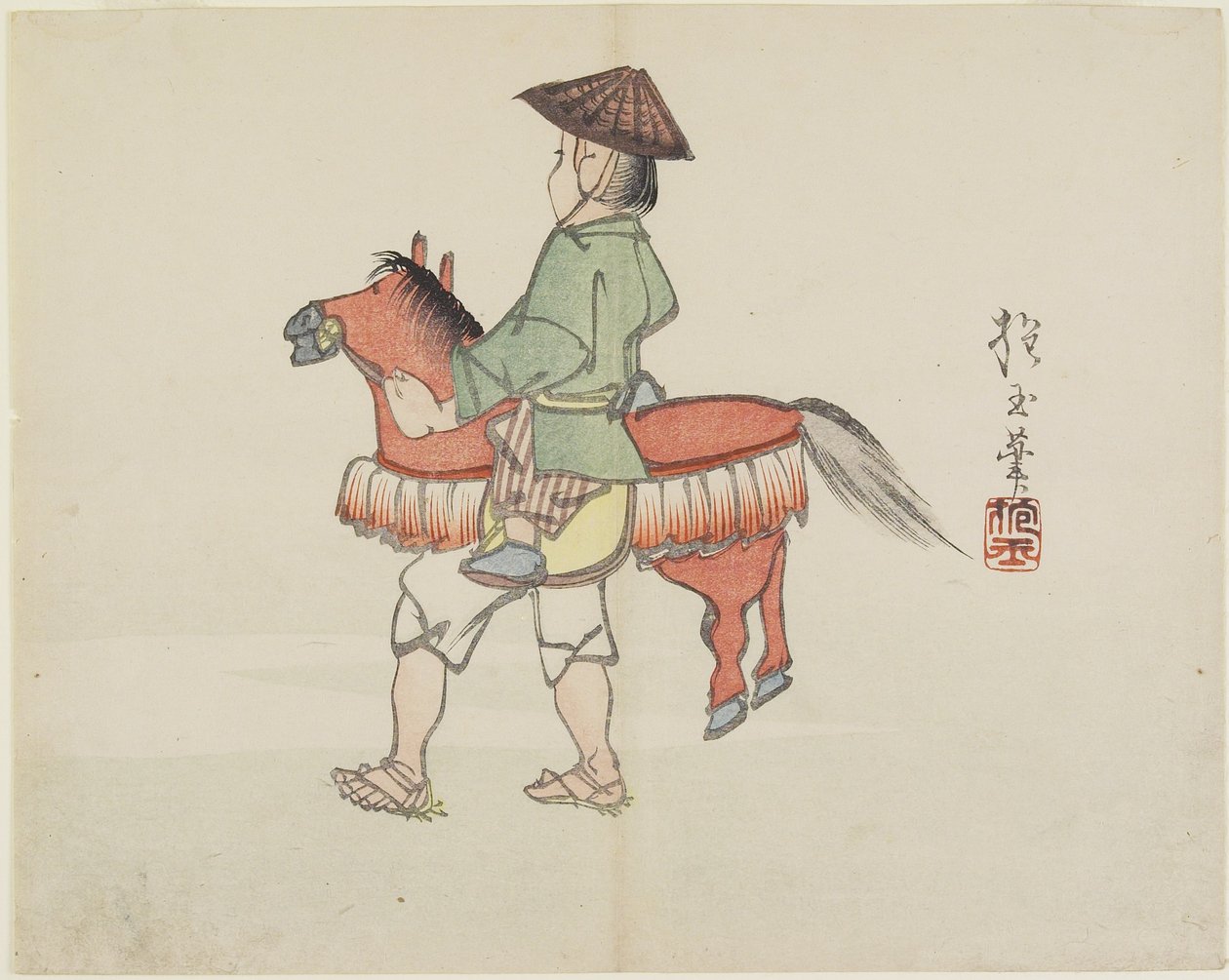 (Artiste de rue avec costume de cheval), vers 1830 - Hogyoku