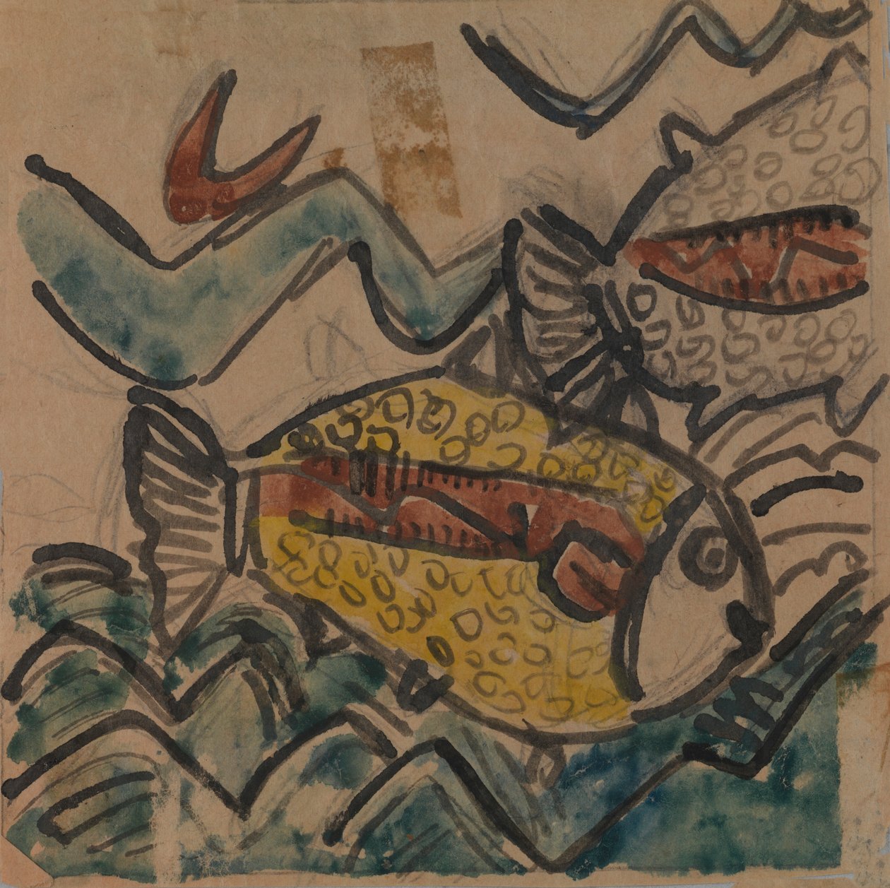 Design de poisson pour une assiette en céramique, vers 1930-1939 - Holcha Krake