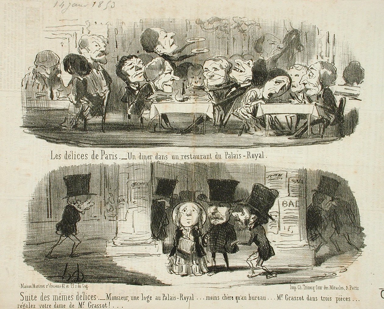 Un dîner au restaurant du Palais-Royal; Suite des mêmes délices - Honoré Daumier