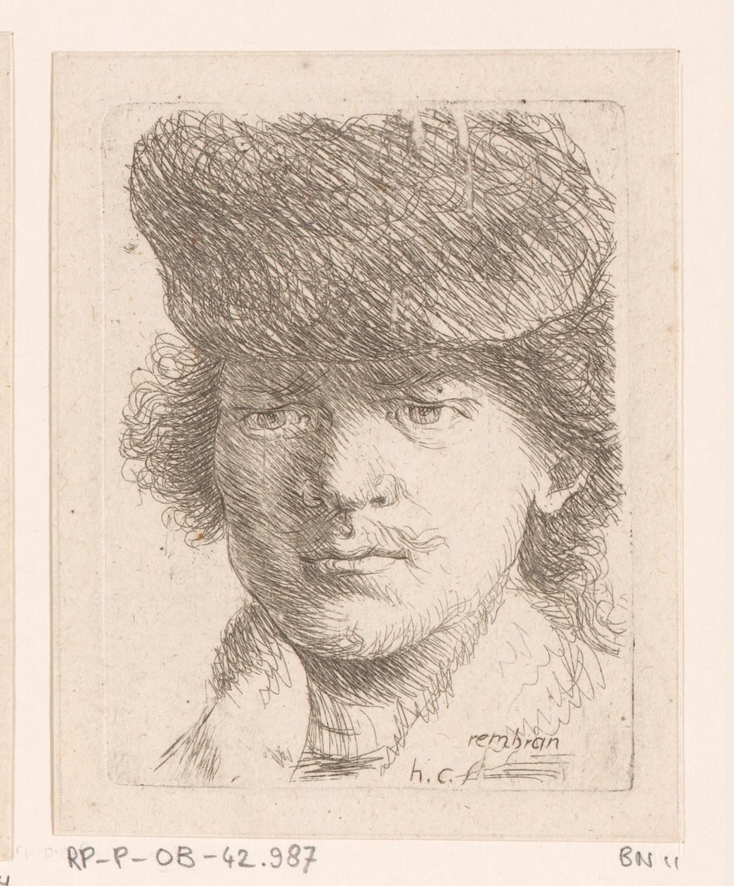 Portrait de Rembrandt avec un grand bonnet - Honoré Coussin