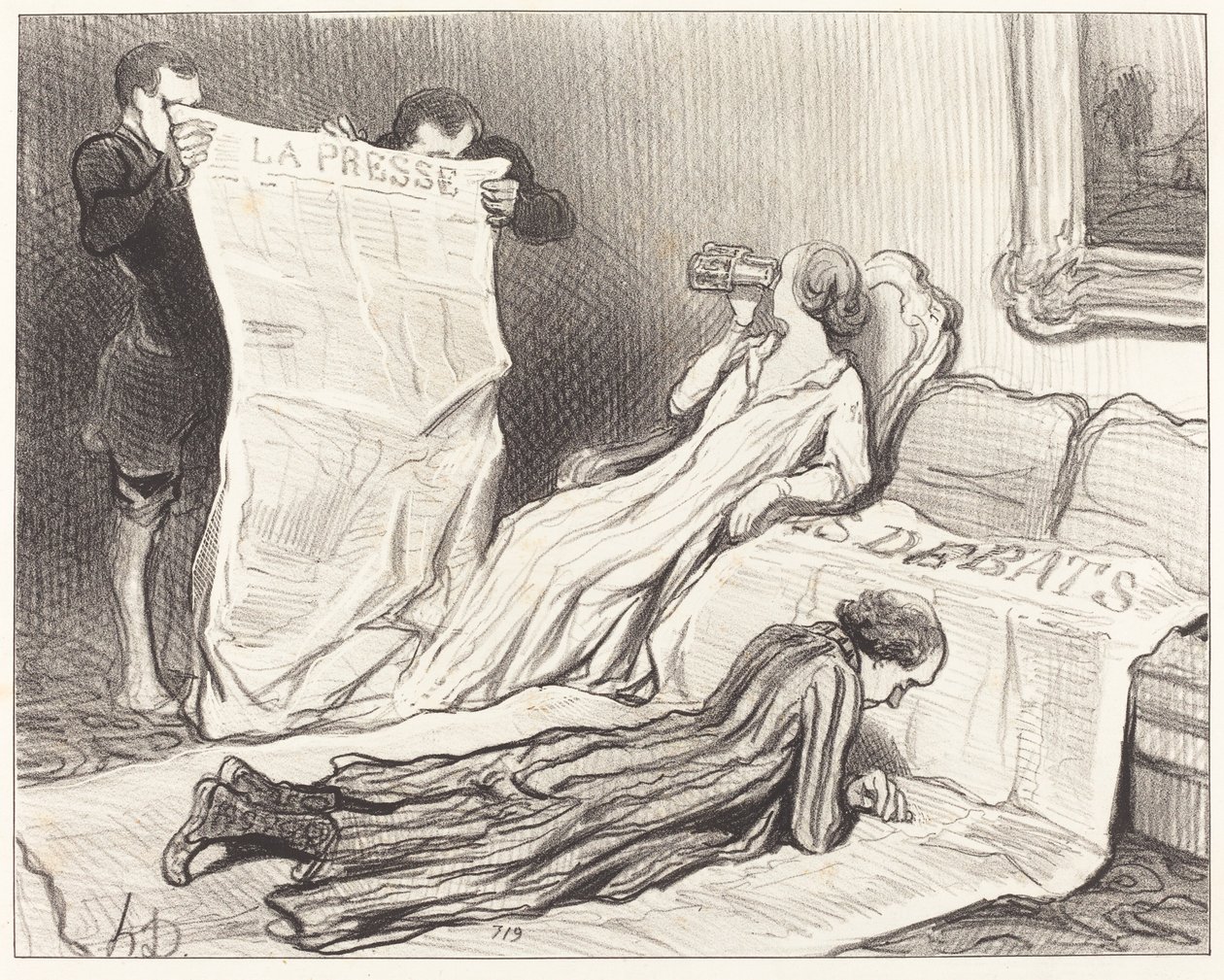Abonnés recevant leur journal... - Honoré Daumier