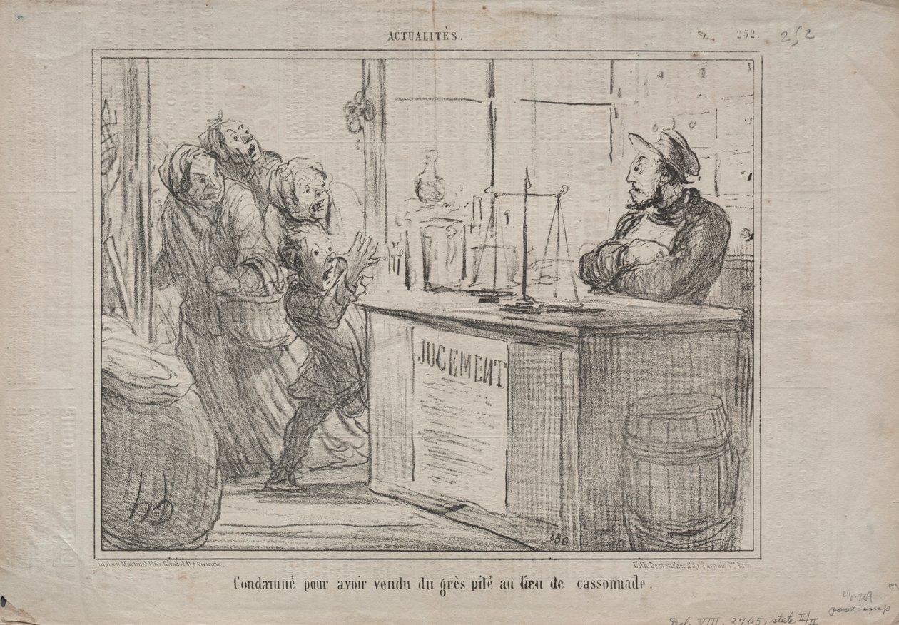 Actualités (No. 252) : Condamné pour avoir vendu un tas de sable au lieu de sucre brun humide - Honoré Daumier