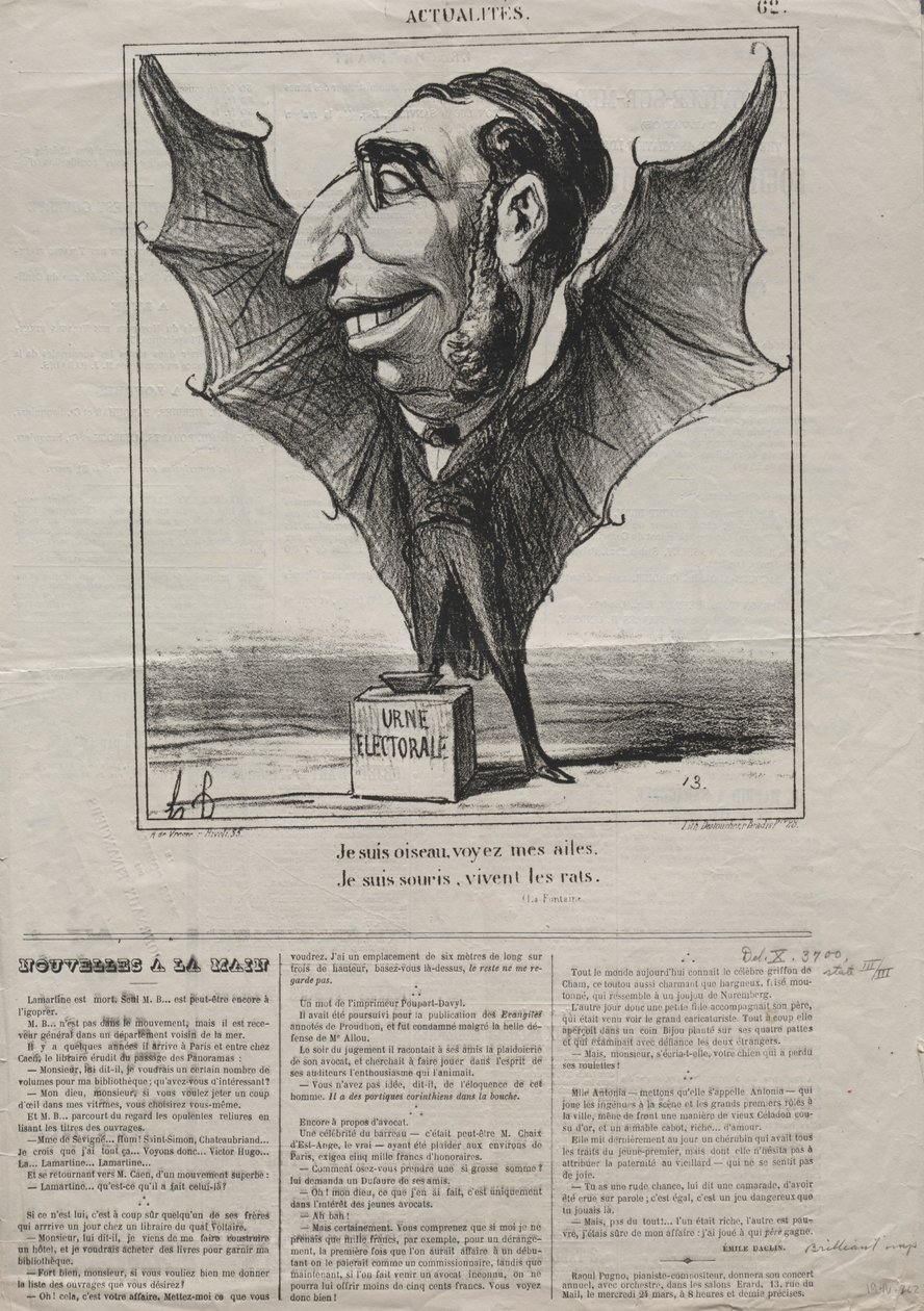 Actualités No. 62: Je suis un oiseau, voyez mes ailes - Honoré Daumier