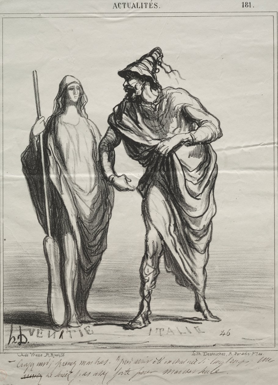 Actualités, planche 181 : Pour qui me prenez-vous ! Prenez mon bras - Honoré Daumier