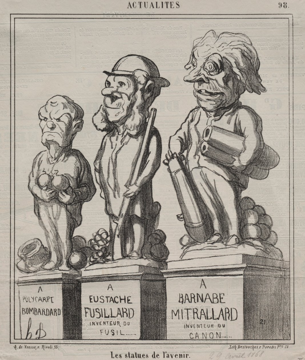 Actualités planche 98 : Statues du futur, 1868 - Honoré Daumier