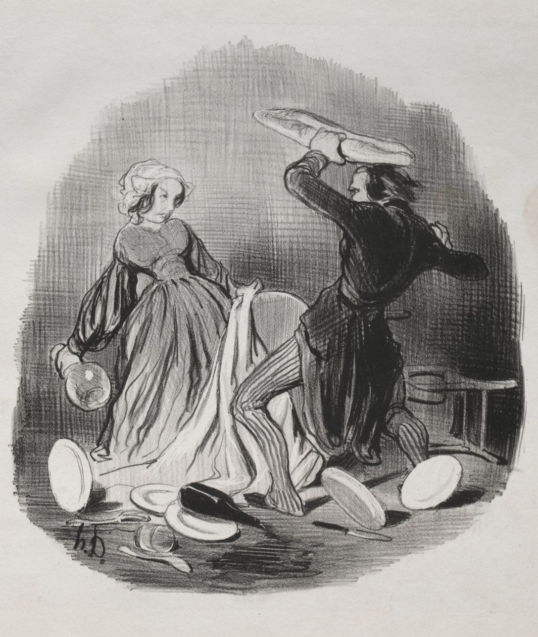 Ah ! Vous pensez que votre femme ne vous fournit pas assez, scélérat... - Honoré Daumier