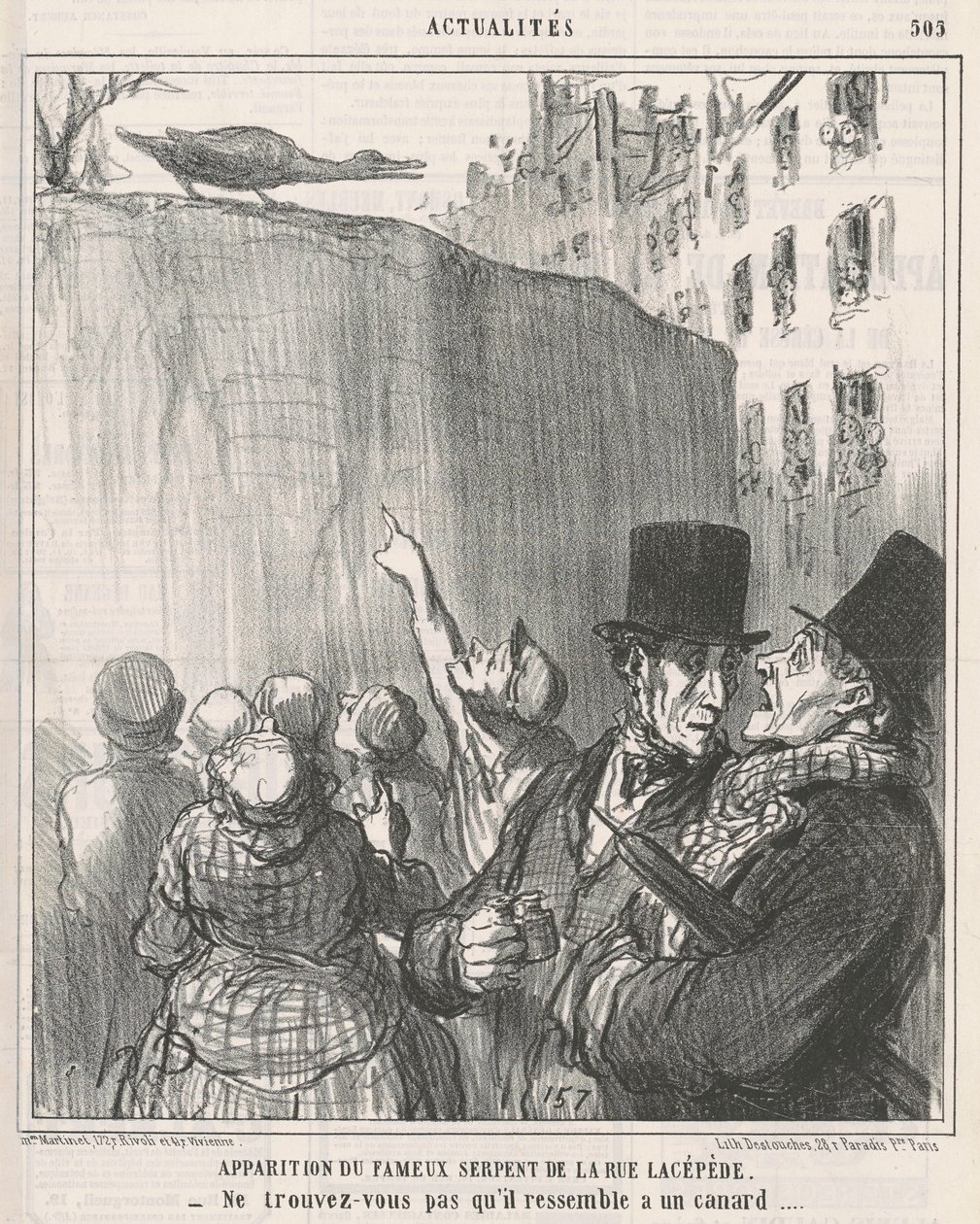Apparition du ... serpent de la rue Lacépède - Honoré Daumier