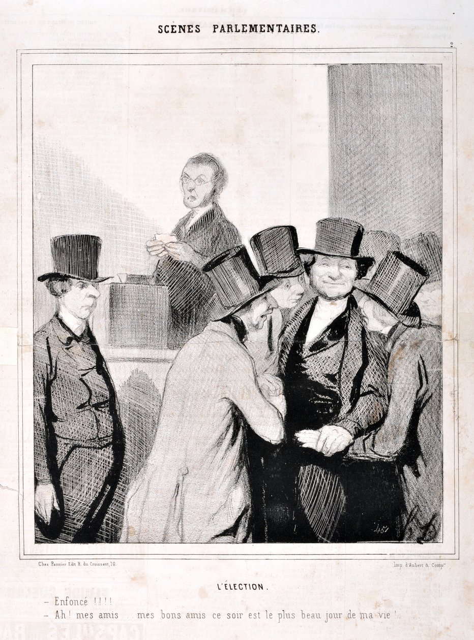 Œuvre de Honoré Daumier (1808-1879). Charivari date de 1843 : Série SCÈNES PARLEMENTAIRES. L