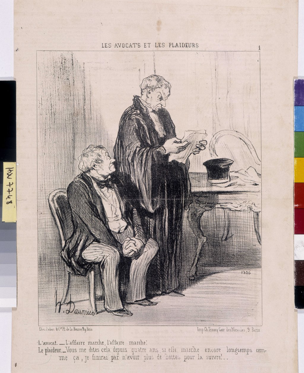Œuvre de Honoré Daumier (1808-1879). Charivari daté de 1851 : Série LES Avocats et les plaideurs. « L