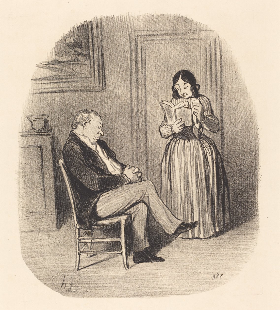 Bourgeois se faisant lire, après dîner, quelques chapitres - Honoré Daumier