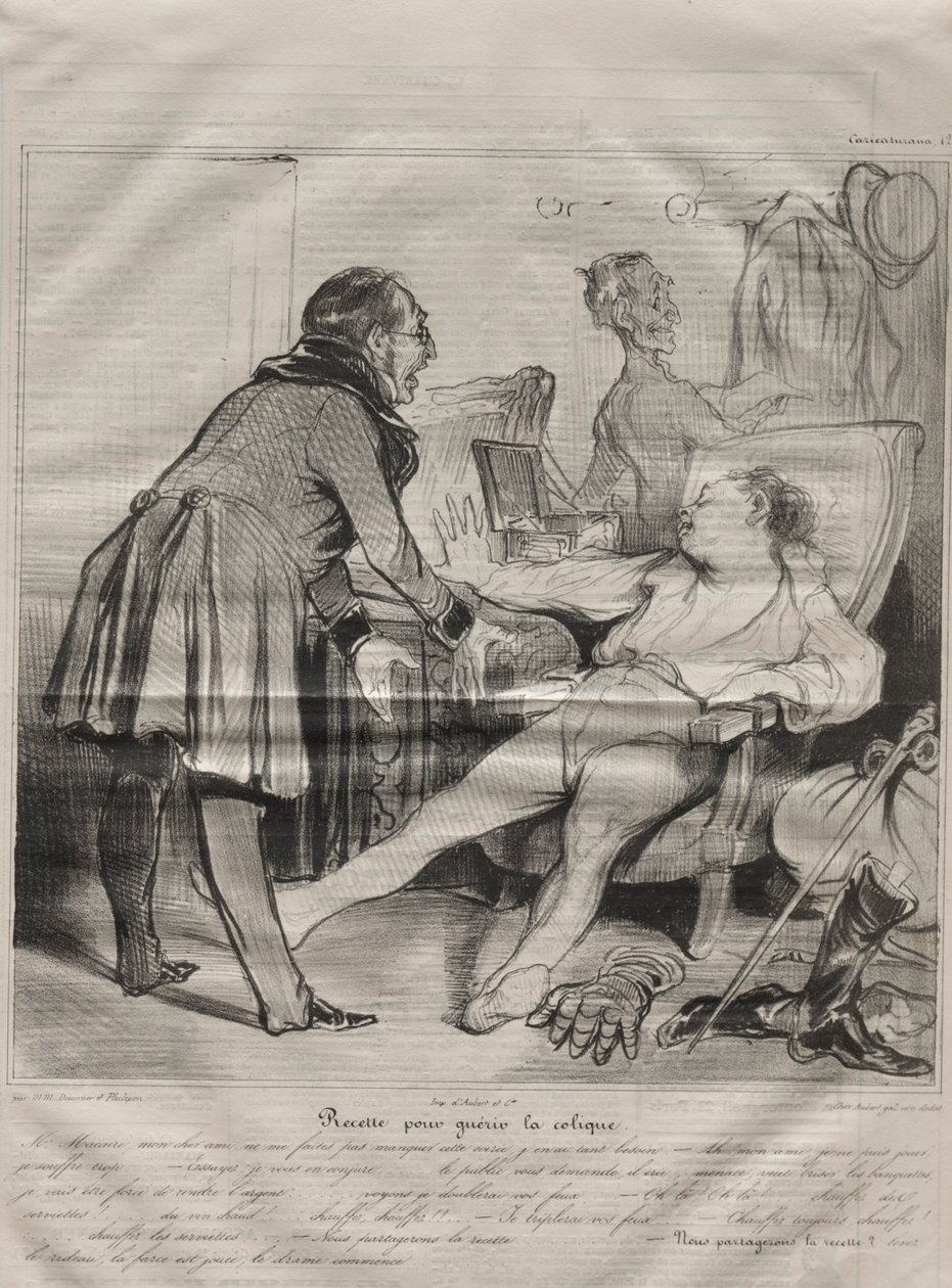 Caricaturana, planche 72 : Recette pour guérir la colique, 14 janvier 1838 - Honoré Daumier
