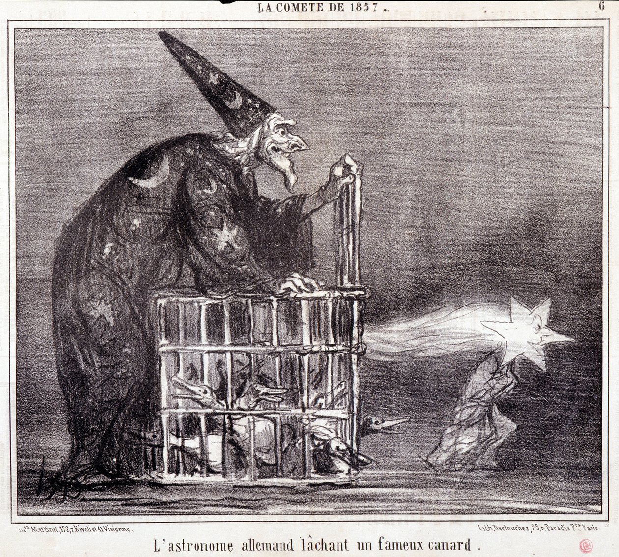 Caricature sur la science. Série sur la Comète de 1857 : L