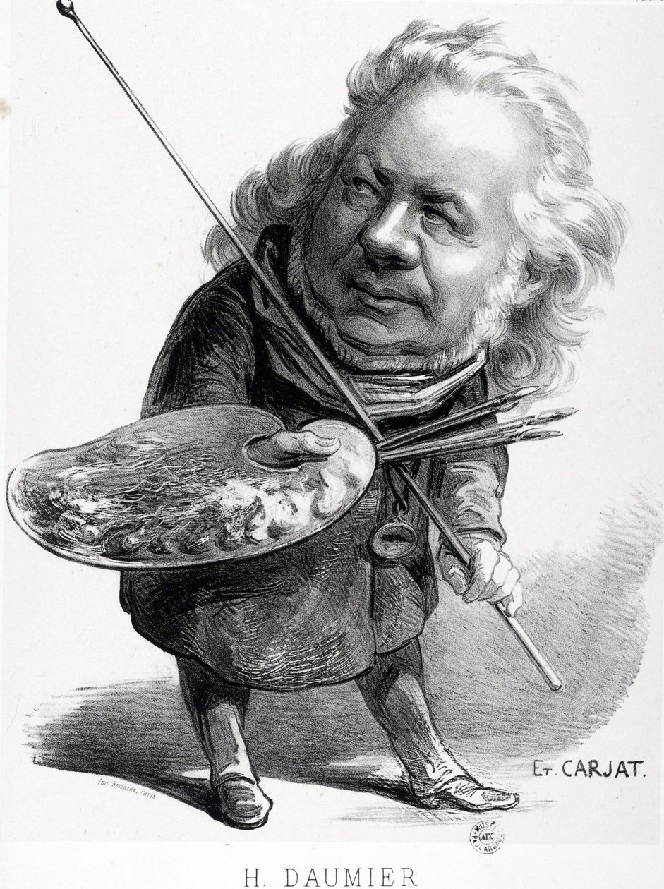 Caricature par Honoré Daumier, graveur, peintre et sculpteur français. Gravure de Carjat. Dim: 29,5x23cm. Musée Arbaud. - Honoré Daumier