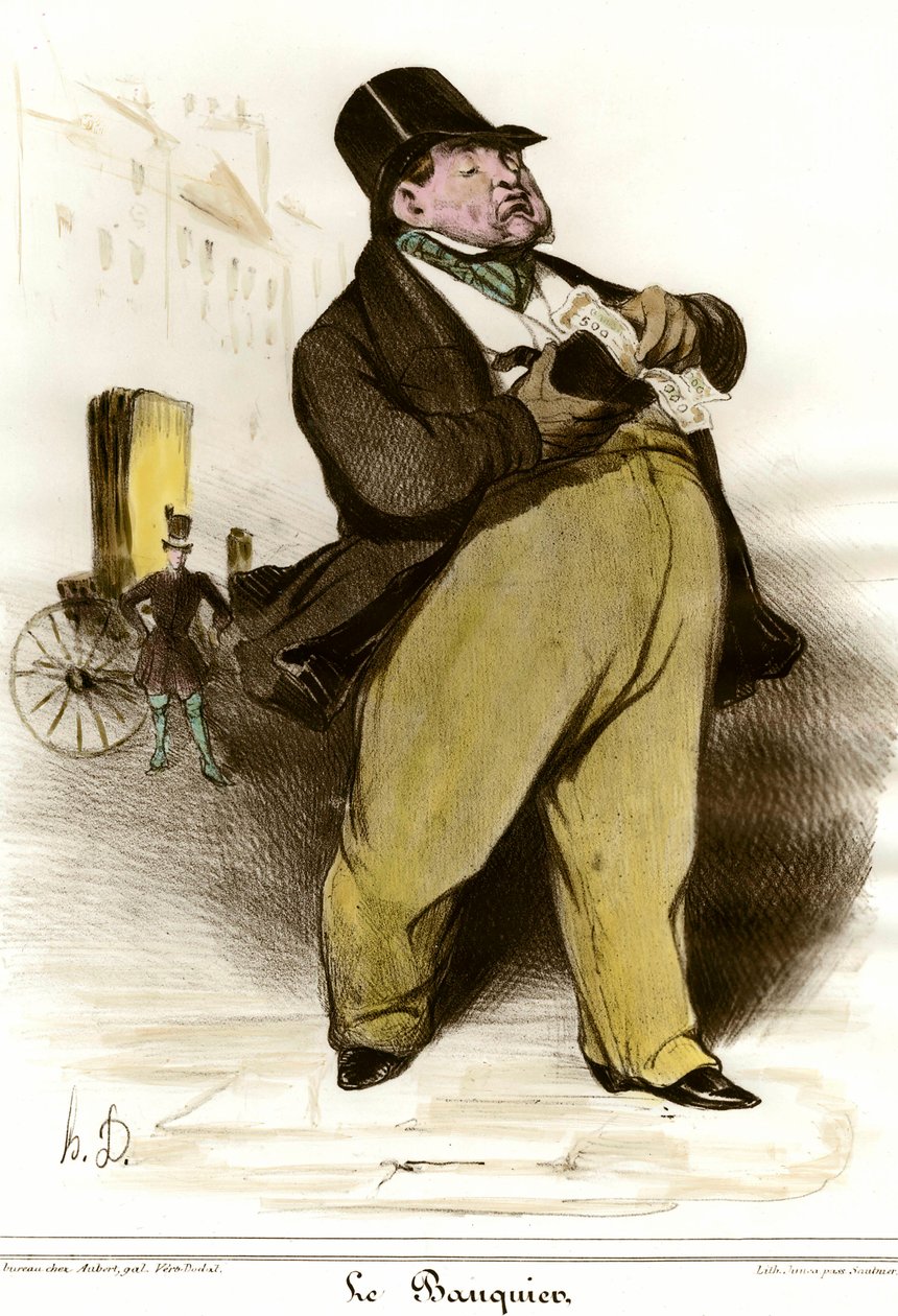 Caricature de banquier par Honoré Daumier, tirée de « Le Charivari », 1835. Collection privée - Honoré Daumier