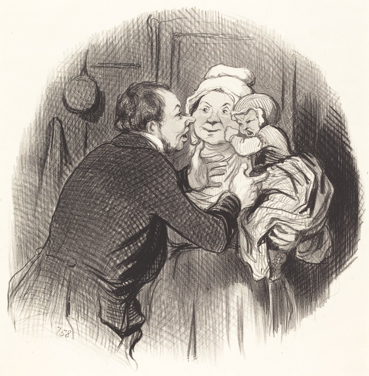 La visite à la nourrice - Honoré Daumier