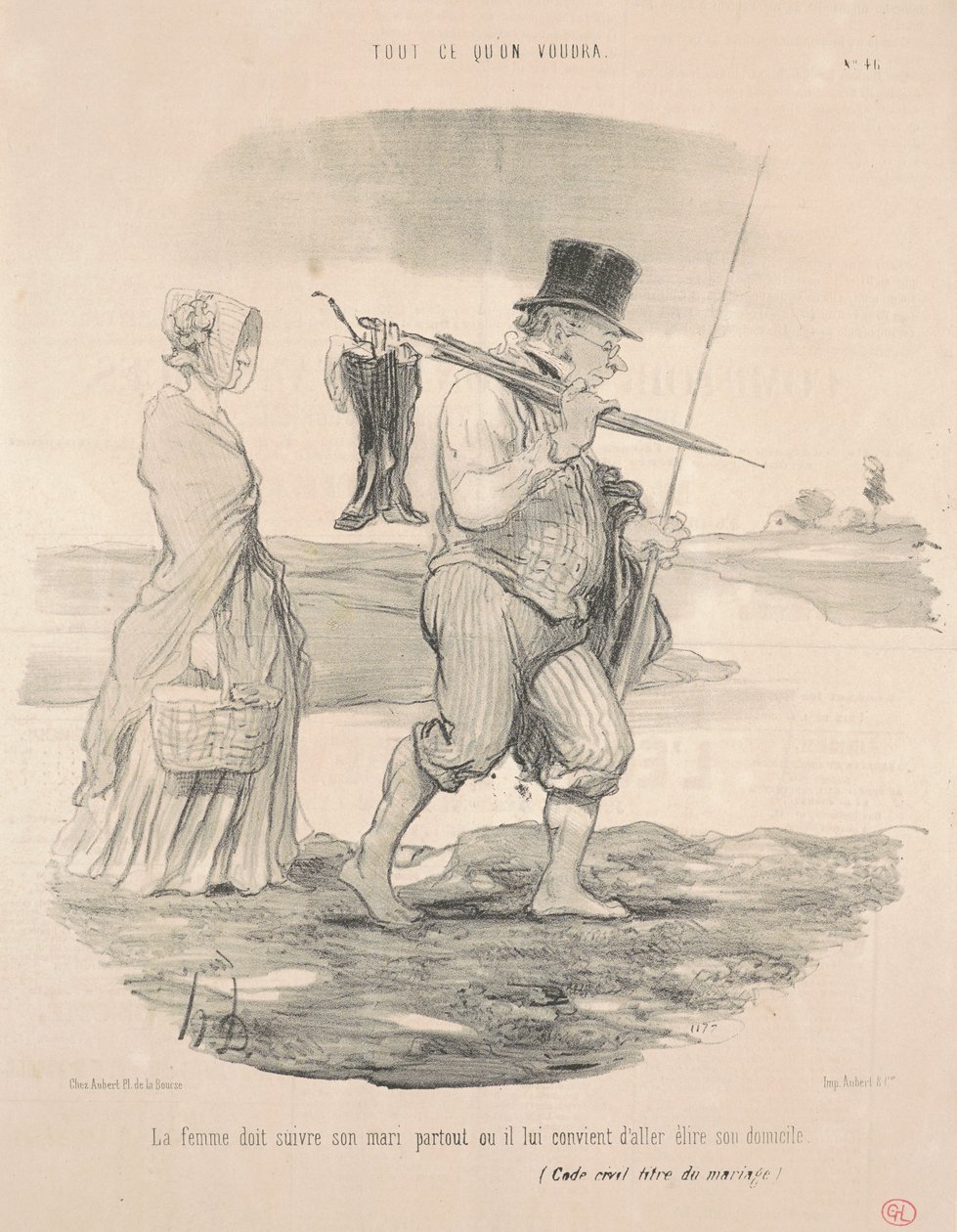 La femme doit suivre son mari - Honoré Daumier