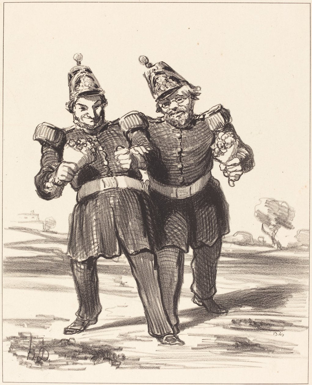 Les Deux Banqueteurs en Joie - Honoré Daumier