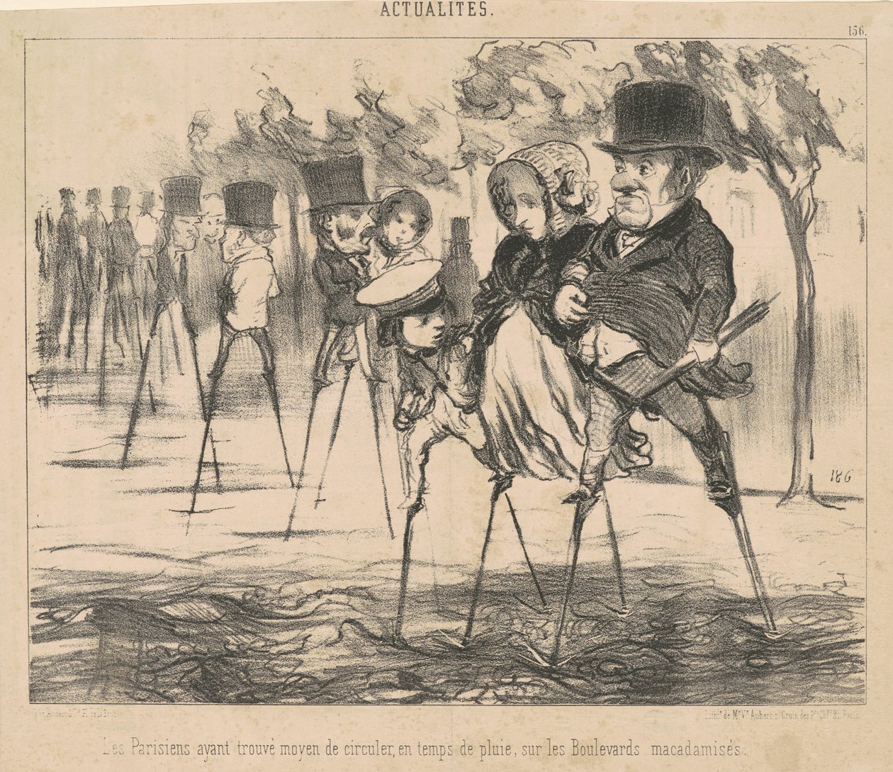 Les Parisiens ayant trouvé le moyen de circuler - Honoré Daumier