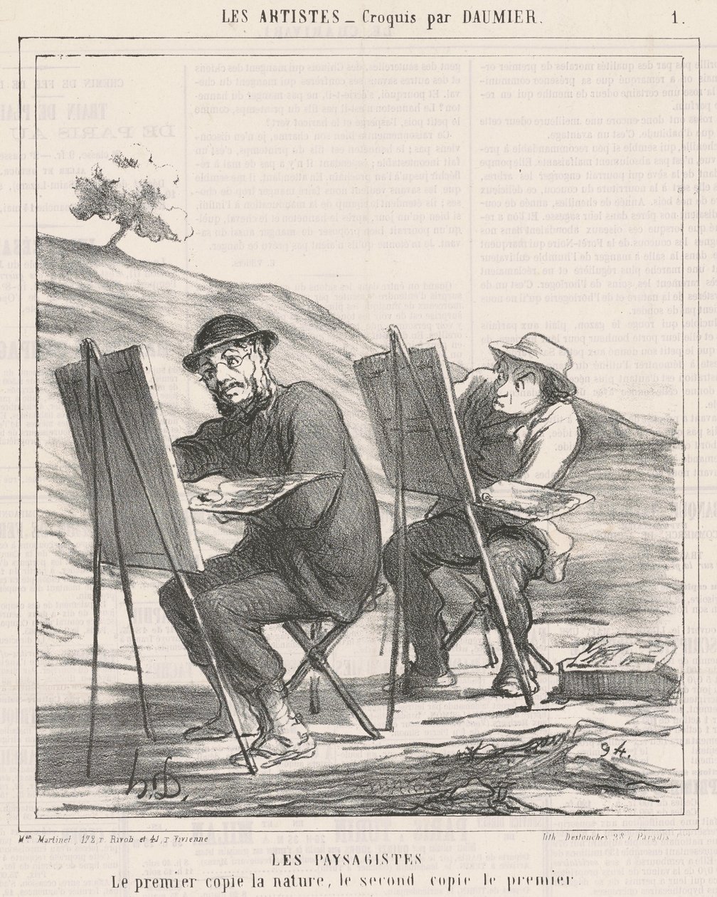 Les paysagistes. Le premier copie la nature - Honoré Daumier
