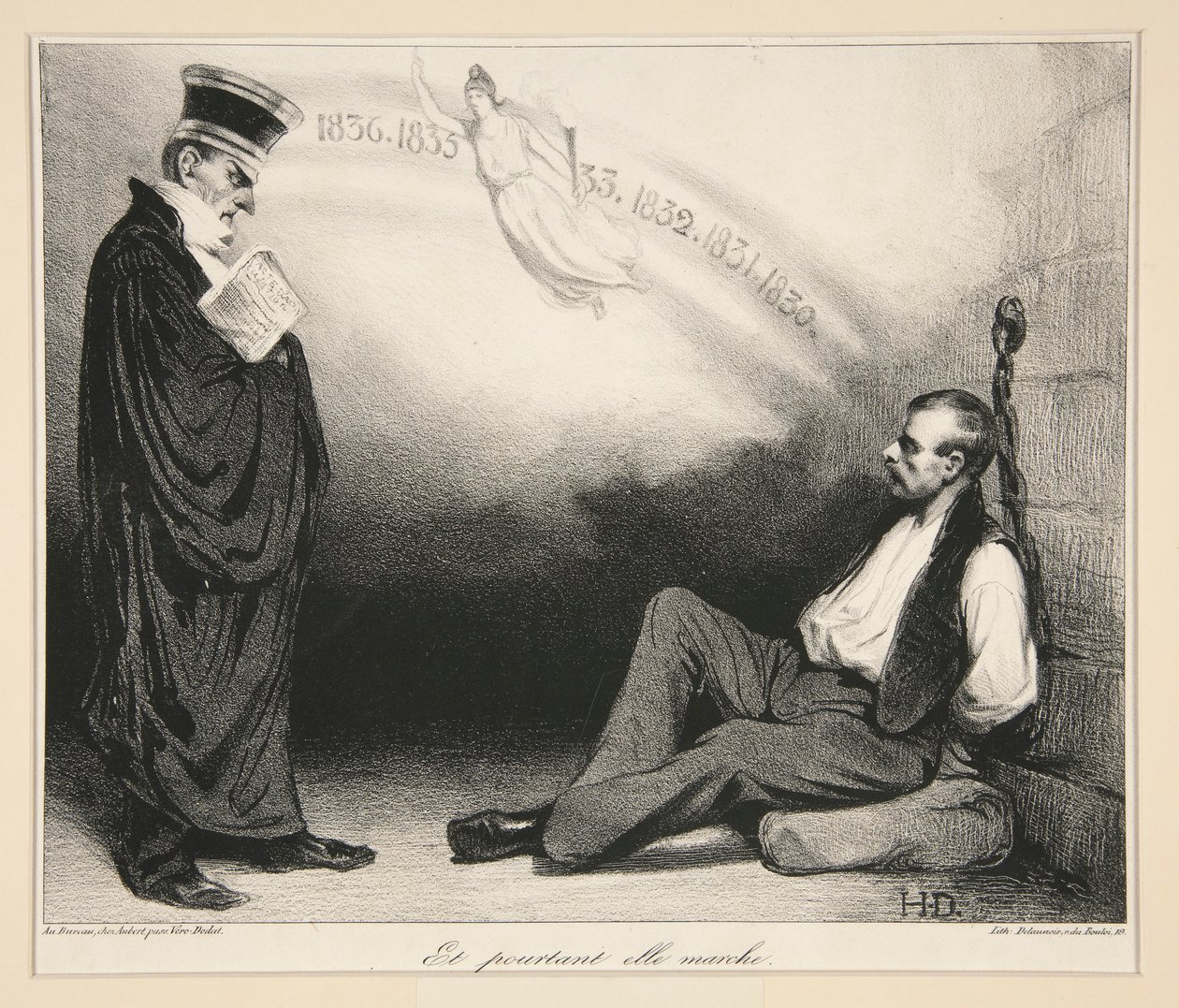 Moderne Galilée. Et pourtant elle marche, pl. 436 du journal La Caricature no. 209 - Honoré Daumier
