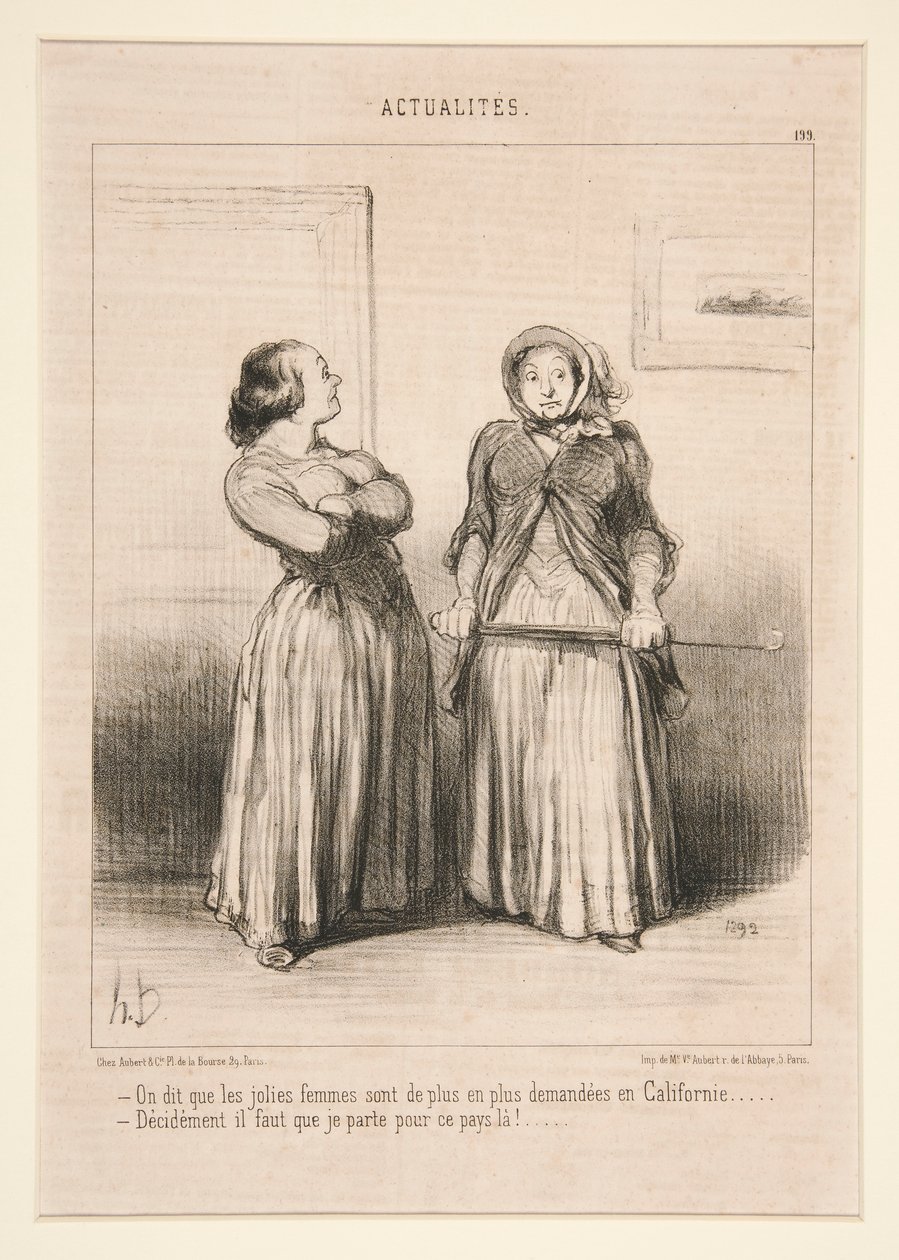 On dit que les jolies femmes sont de plus en plus demandées en Californie - Honoré Daumier
