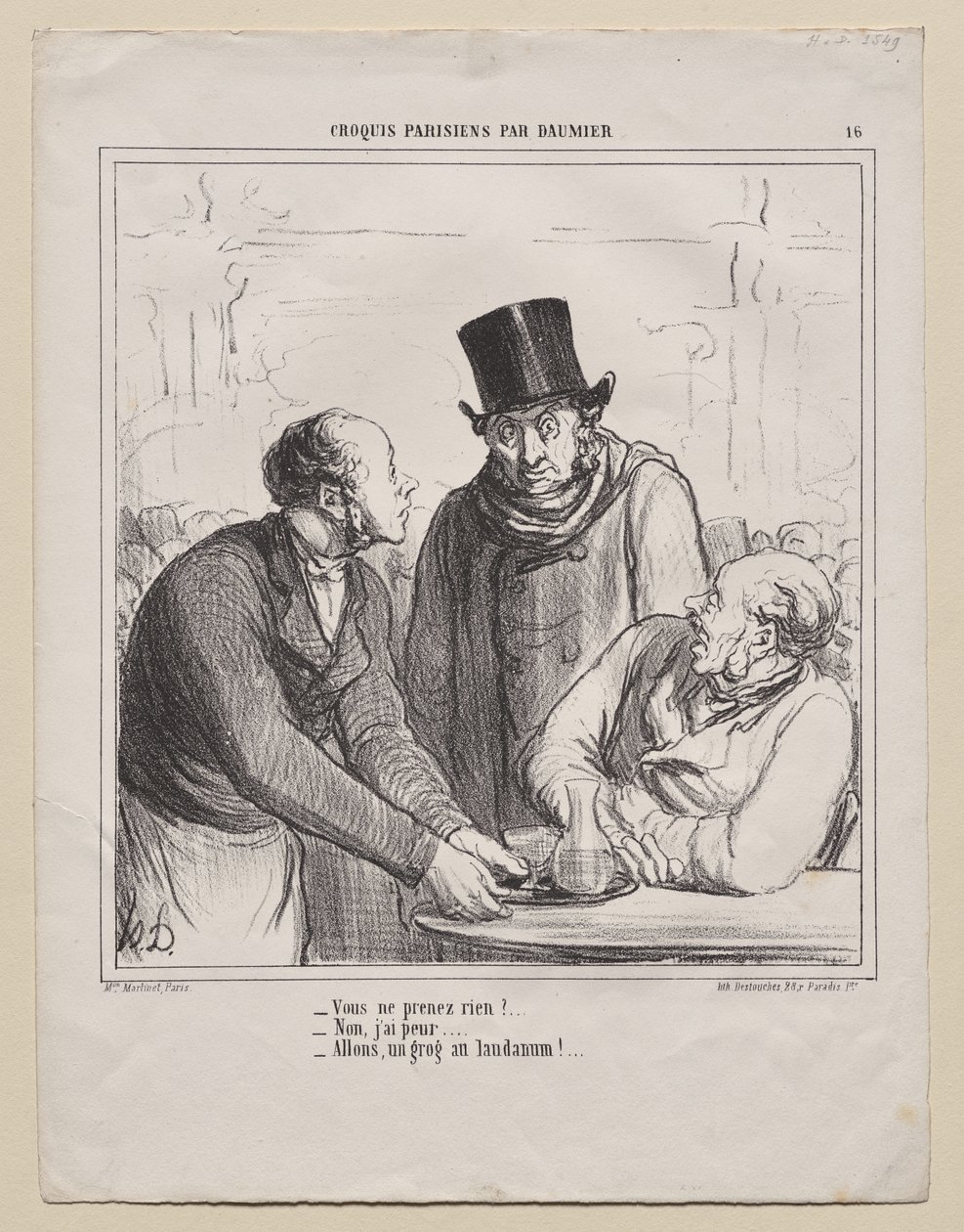 Esquisses parisiennes, planche 16 : Vous ne prendrez rien ? - Honoré Daumier