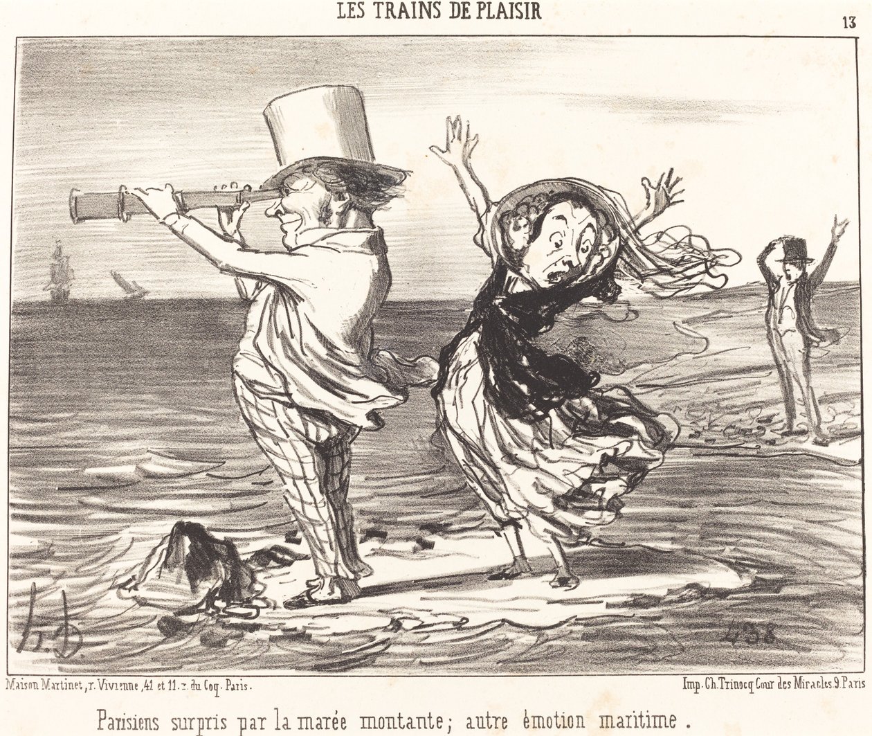 Parisiens surpris par la marée... - Honoré Daumier