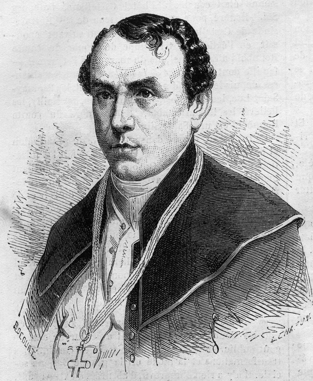 Portrait de Sigismond Félix Feliński (1822-1895), archevêque de Varsovie (Pologne). Gravure dans "Le Monde Illustré" n°314 du 18 avril 1863 - Honoré Daumier