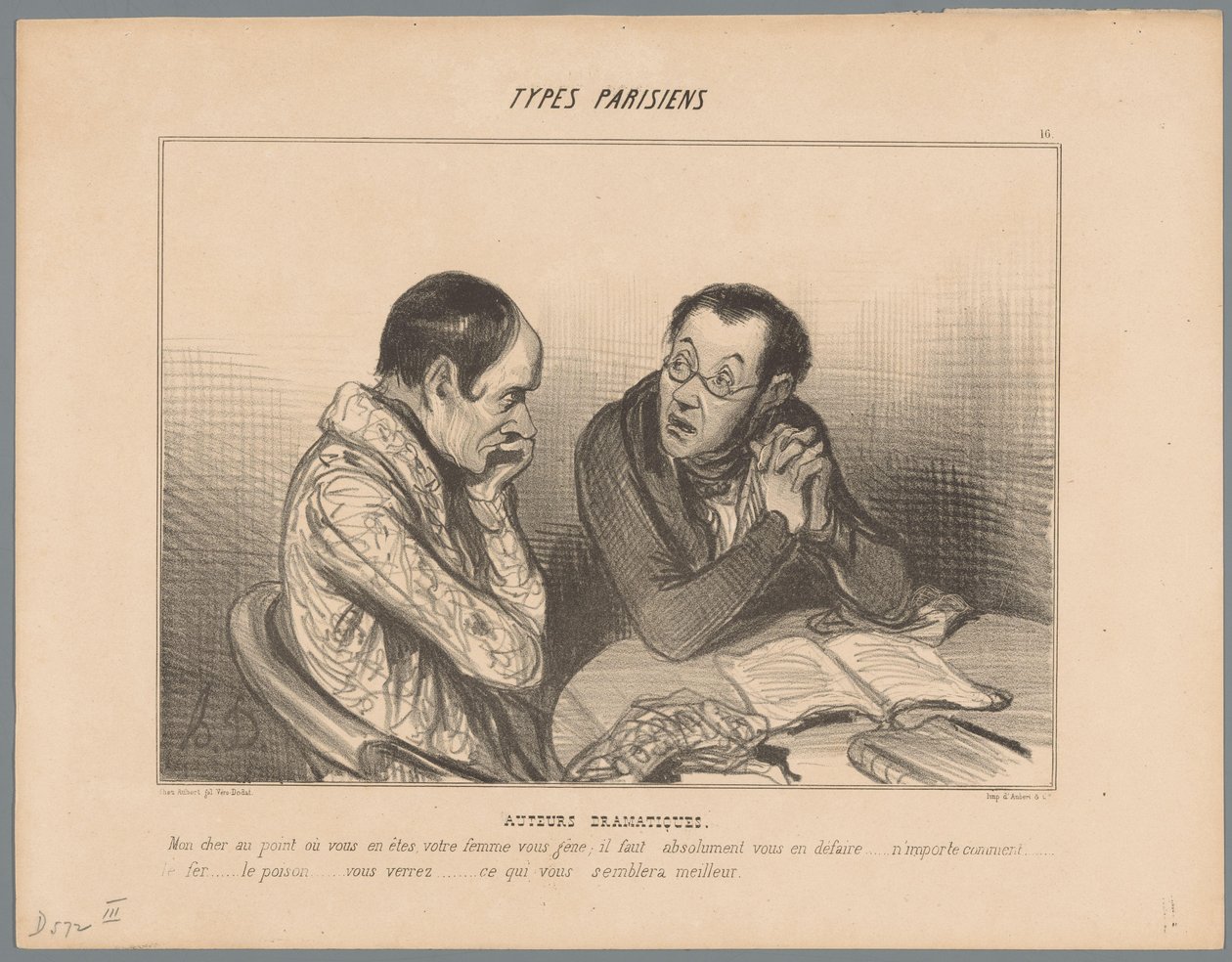 Écrivain conseillant à un collègue de se débarrasser de sa femme - Honoré Daumier