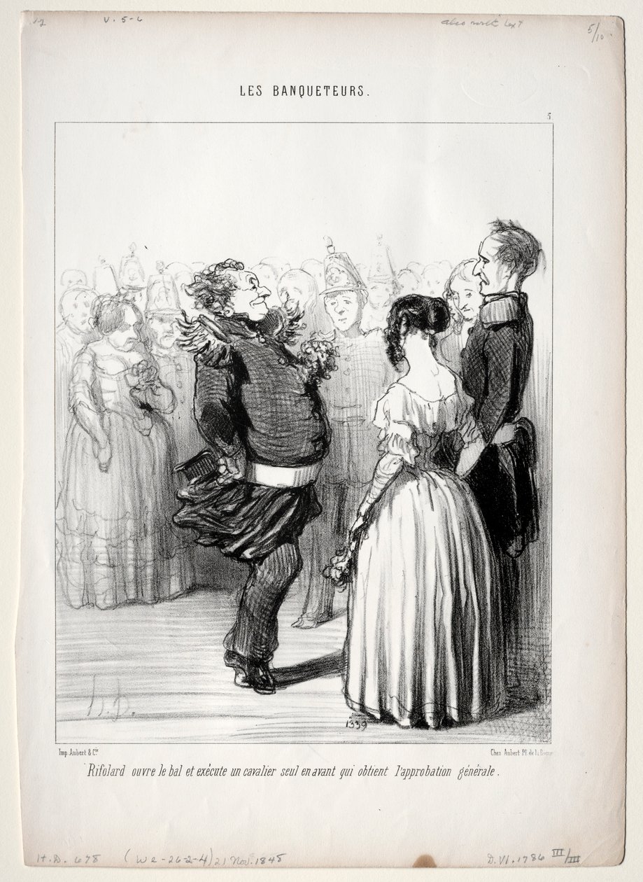 Les Banqueteurs, planche 5 : Rifolard ouvre le bal, 1848 - Honoré Daumier