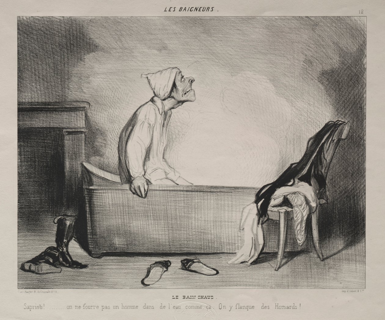 Les Baigneurs, planche 12 : Le Bain chaud, 28 octobre 1839 - Honoré Daumier