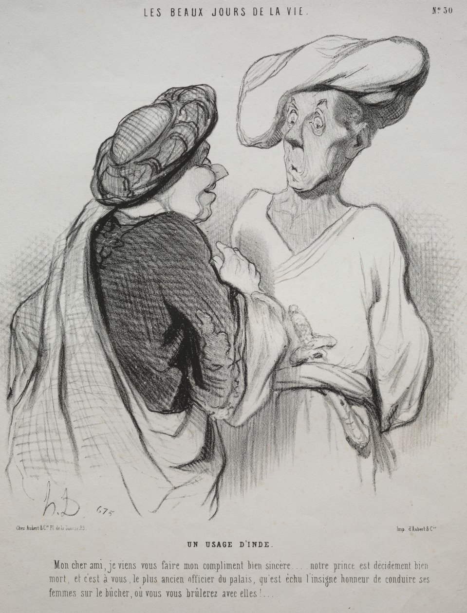 Les beaux jours de la vie, planche 30 : Une coutume indienne - Honoré Daumier