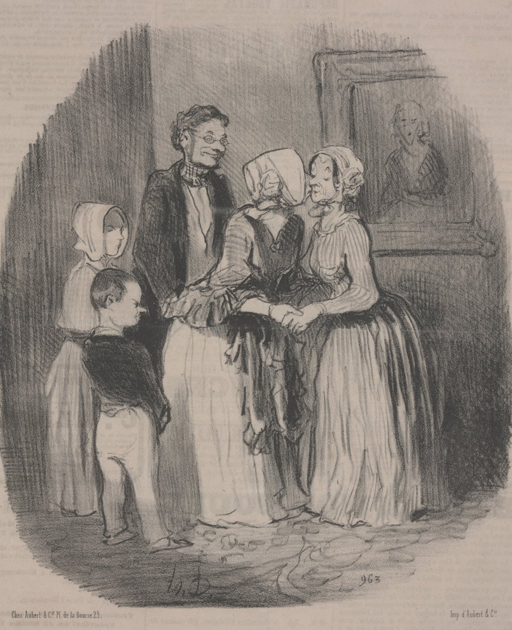 La visite obligatoire du Nouvel An à Tante Rabourdin - Honoré Daumier