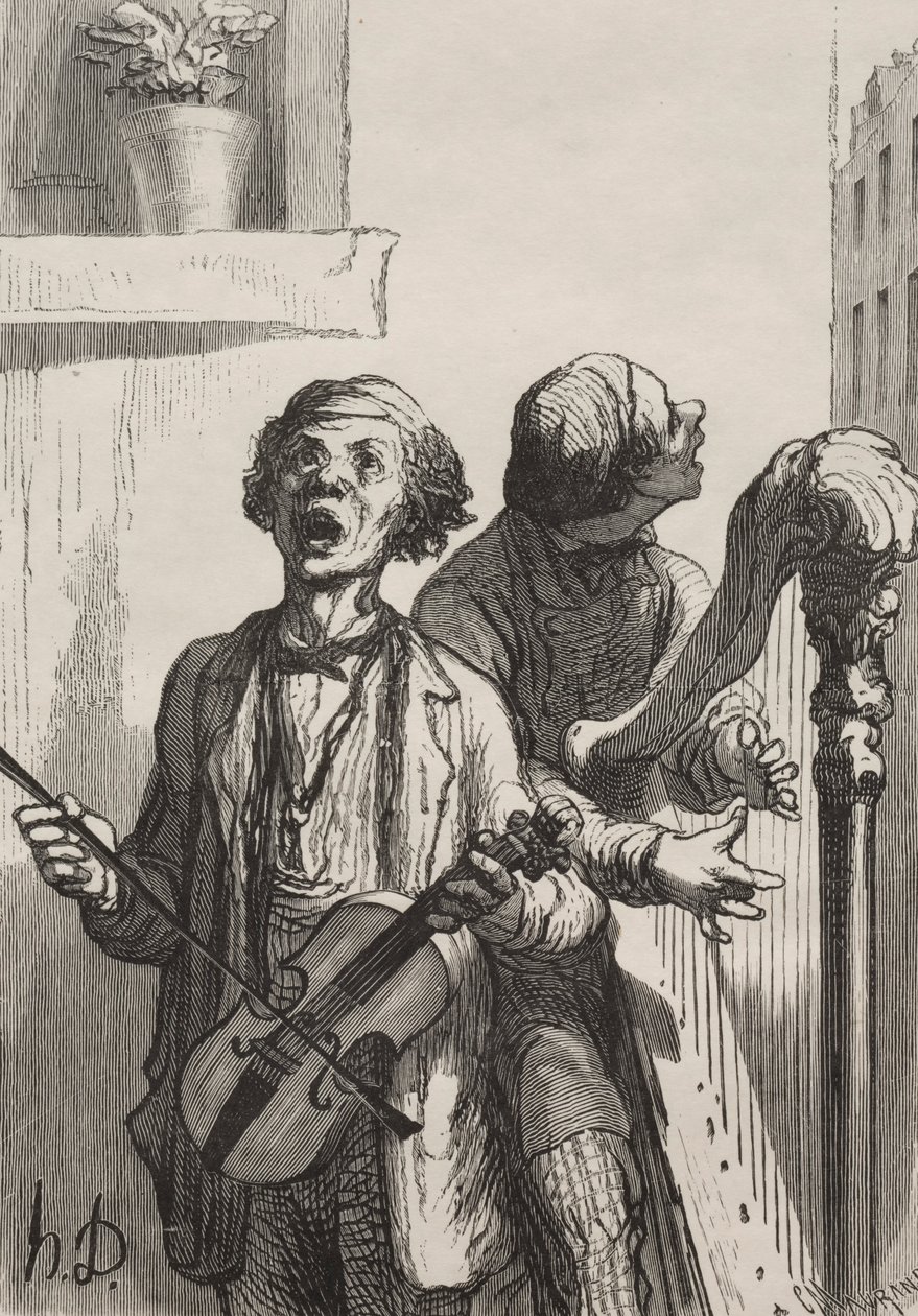 Les chanteurs : chanteurs de rue - Honoré Daumier