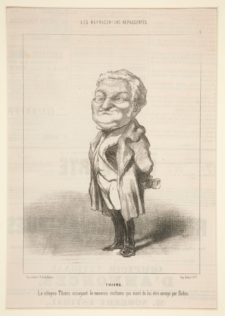 Thiers : le citoyen Thiers essayant le nouveau costume qui vient de lui être envoyé par Bavin - Honoré Daumier