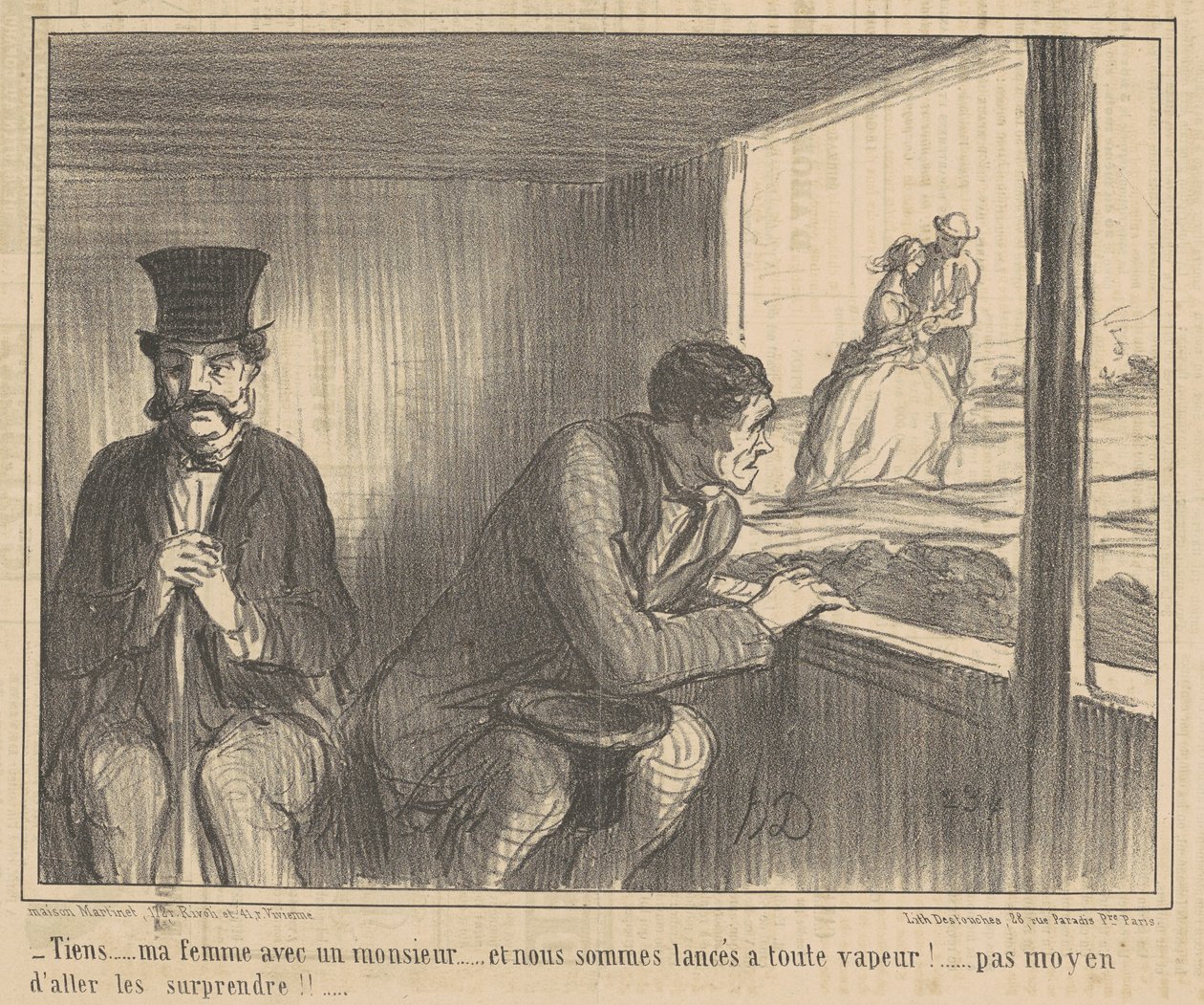 Tiens ... ma femme avec un monsieur ... - Honoré Daumier