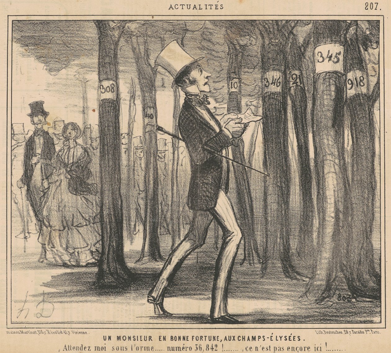 Un monsieur en bonne fortune aux Champs-Élysées - Honoré Daumier