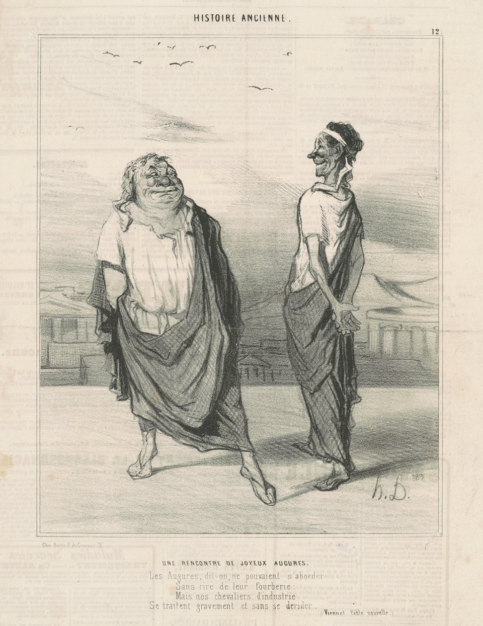 Une rencontre de joyeux augures - Honoré Daumier