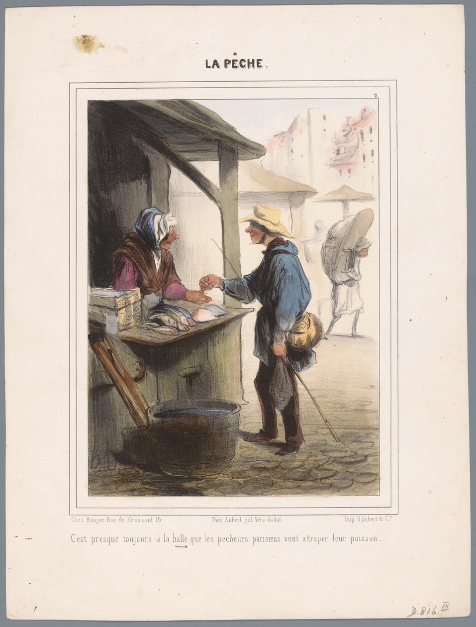 Pêcheur achetant du poisson au marché Vissers (titre de la série) La pêche (titre de la série sur l