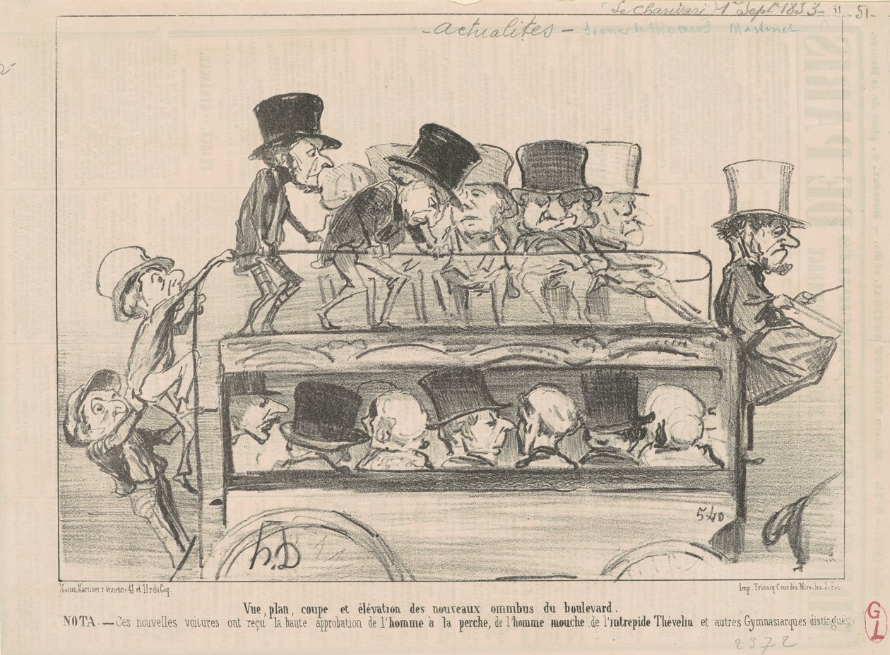 Vue... et élévation des... omnibus du boulevard... - Honoré Daumier