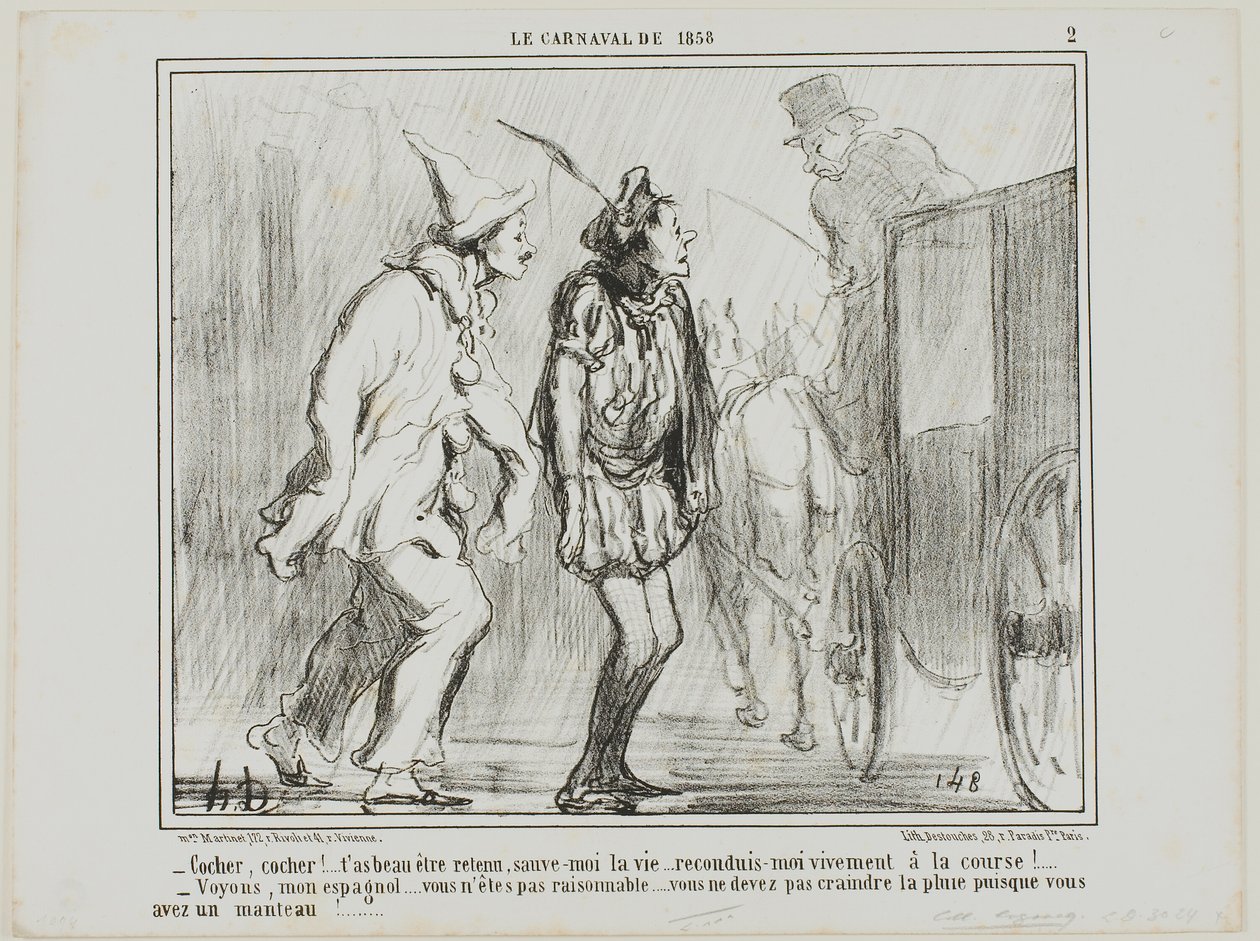 "- Chauffeur, chauffeur, vous ne pouvez pas me rejeter, il faut me sauver la vie... me ramener vivant aux courses ! - Mais voyons, Espagnol... sois raisonnable... tu n