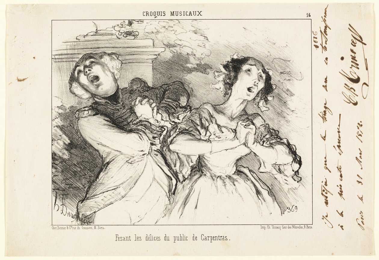 Offrir au public les délices de Carpentras, planche 16 des Croquis Musicaux - Honoré Victorin Daumier