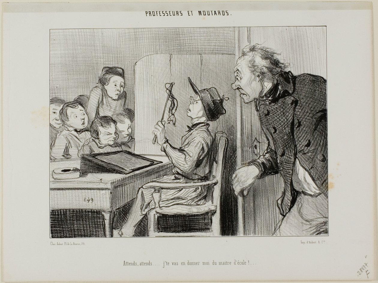 "Attendez, je vais vous montrer qui est le professeur ici...", planche 11 de Professeurs Et Moutards - Honoré Victorin Daumier