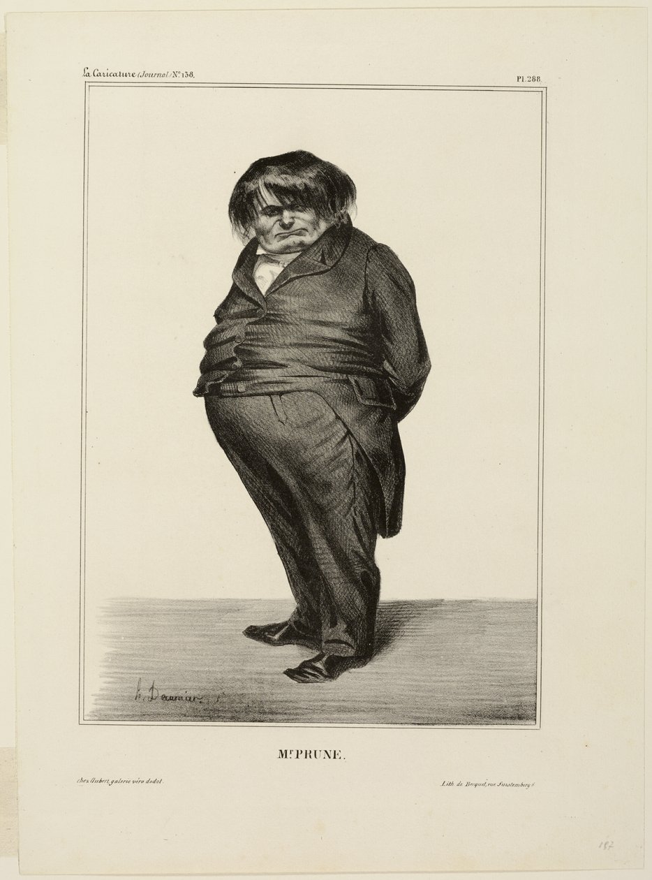 Mr. Prune, plate 288 from Célébrités de la Caricature - Honoré Victorin Daumier