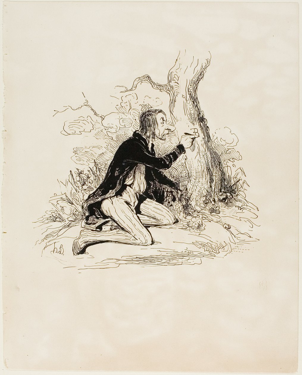 Pauvre jeune homme ! Encore une lettre et sa situation morale sera parfaitement claire, planche 1 de Sentimens Et Passionsa - Honoré Victorin Daumier