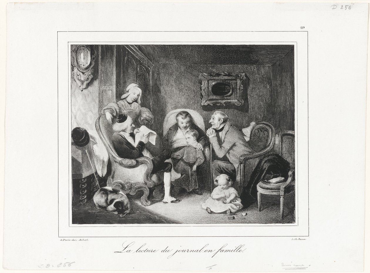 Lire le journal dans le cercle familial - Honoré Victorin Daumier