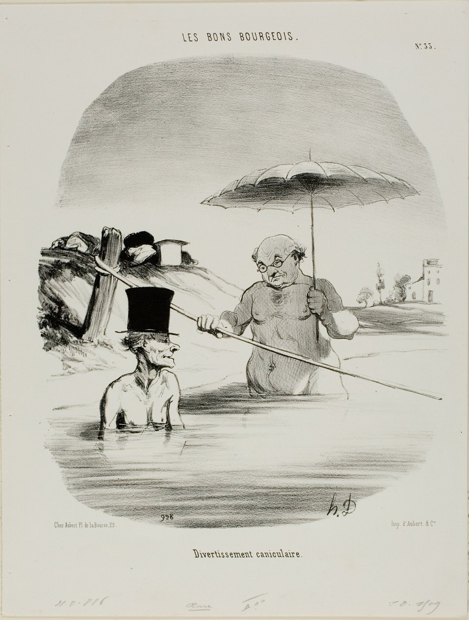 Détente pendant les jours de chien, planche 33 des Bons Bourgeois - Honoré Victorin Daumier